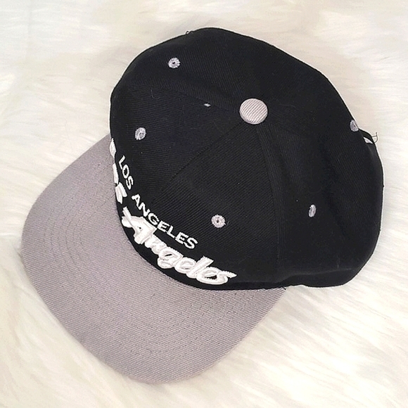 Los Angeles California Flatbill Snapback Black & Gray Mens Hat One Size - Picture 4 of 11